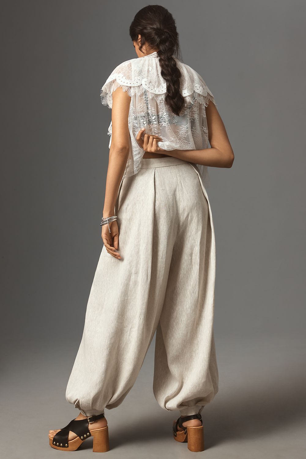 Apolo Linen High-Rise Full-Leg Pants, image 4 of 5