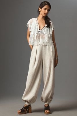 Ronny Kobo Apolo Linen High-Rise Full-Leg Pants