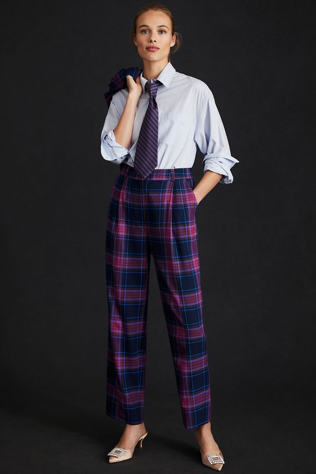 Plaid store pants cropped