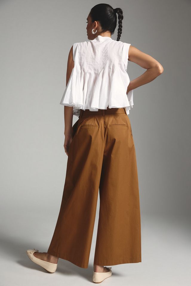 By Anthropologie Ankle-Tie Linen Trousers