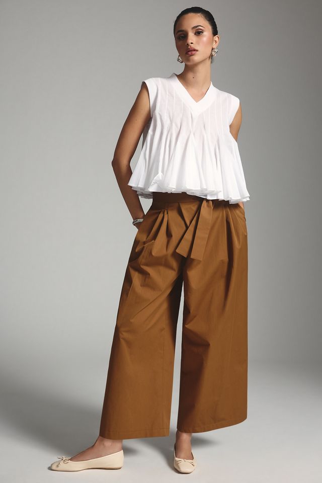 Exquise Pleated Tie-Front Trousers #1