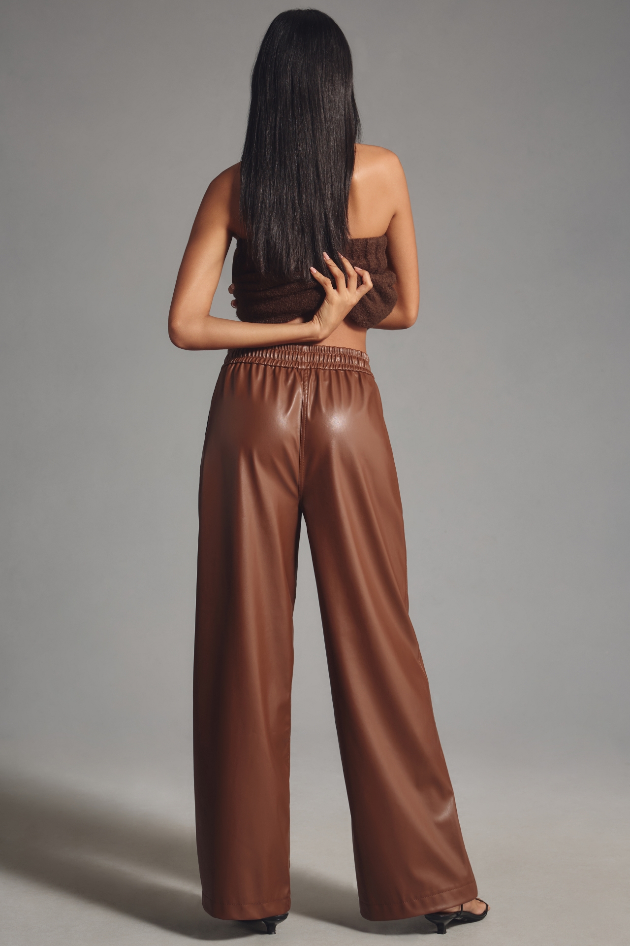 Exquise Brenna Faux Leather Wide-Leg Pants