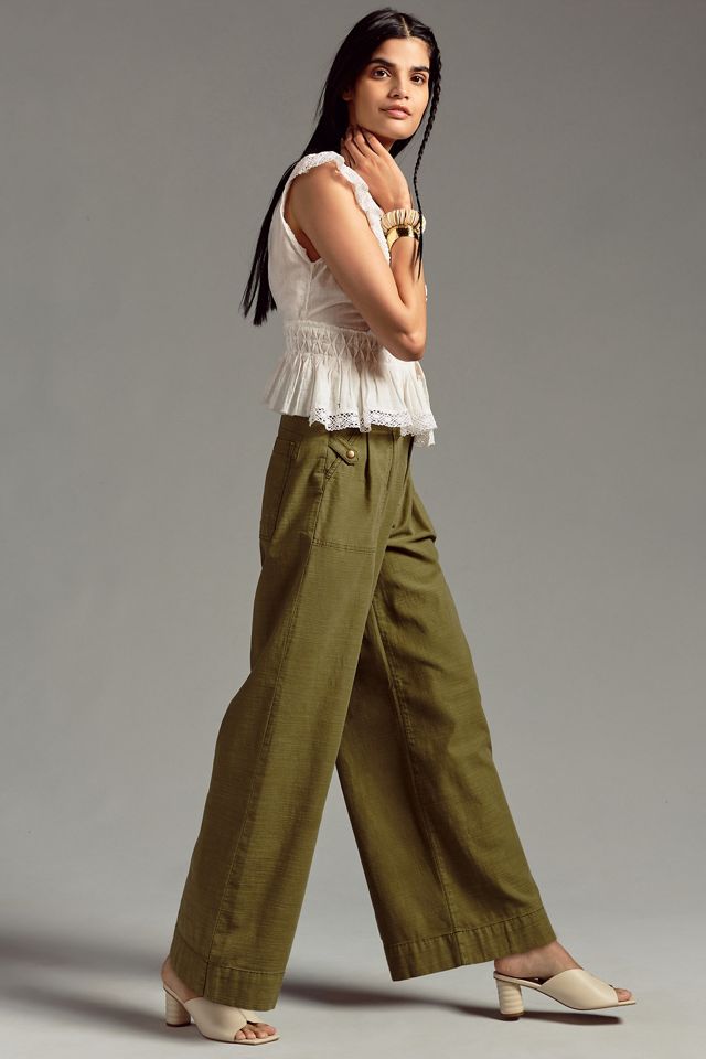 Pilcro Soft Wide-Leg Utility Pants | Anthropologie