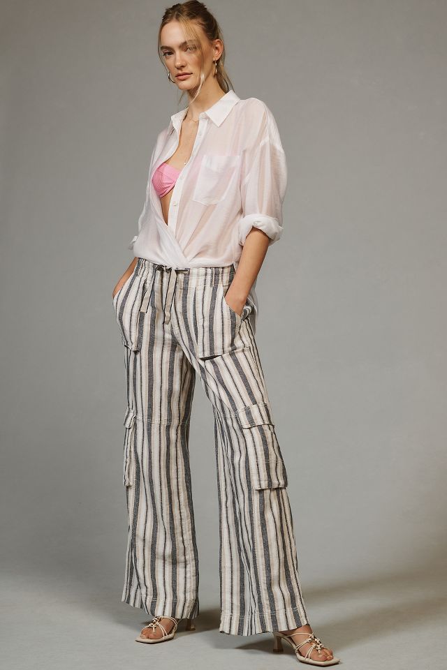 Anthropologie striped cheap linen pants