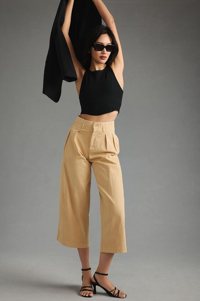 Wide leg cropped chino hot sale pants