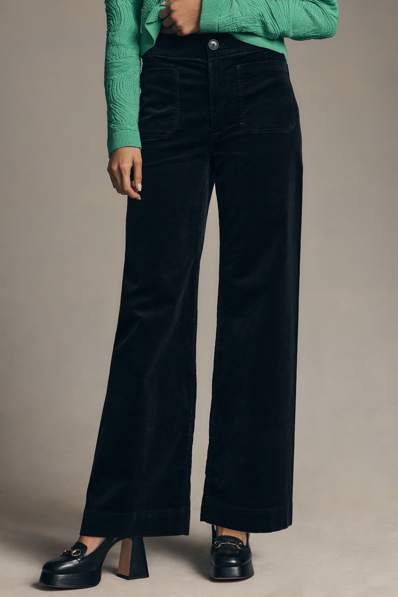 The Colette Full-Length Wide-Leg Corduroy Pants by Maeve