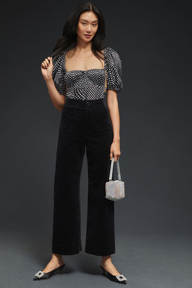 High waist wide on sale leg cropped trousers