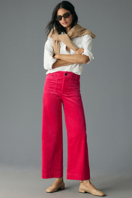 Maeve The Colette Cropped Wide-leg Corduroy Pants By  In Pink