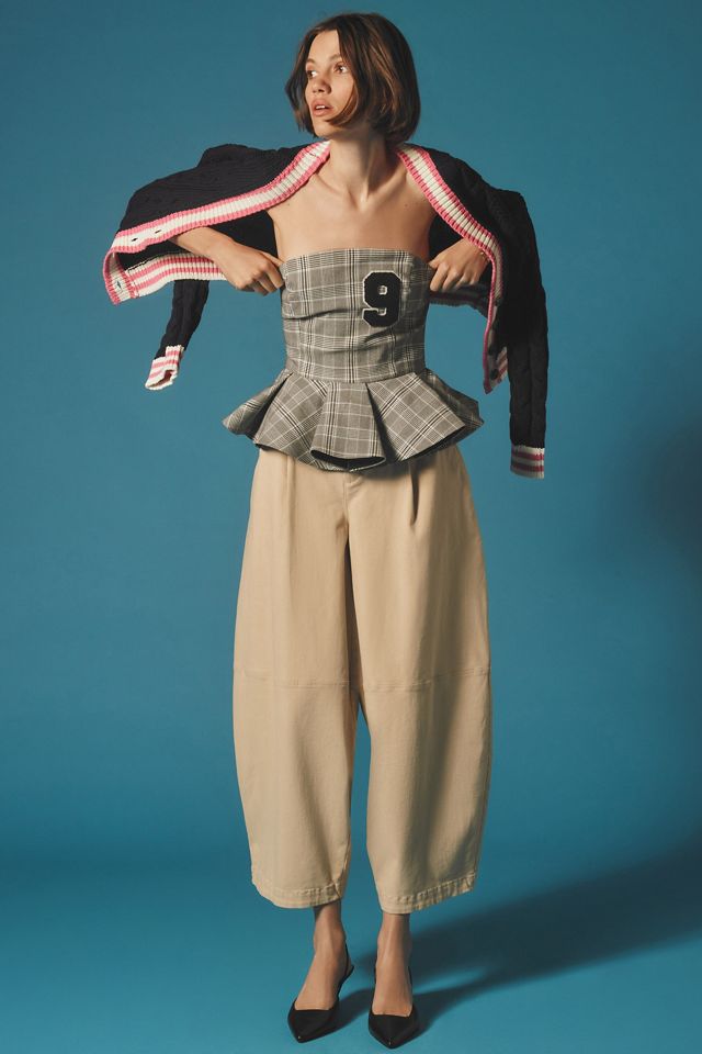 Maeve Pleated Barrel-Leg Chino Pants #11