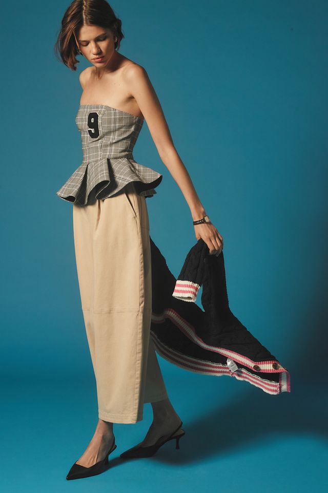 Maeve Pleated Barrel-Leg Chino Pants #10