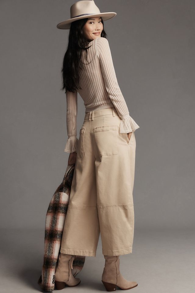 Maeve Pleated Barrel-Leg Chino Pants #4