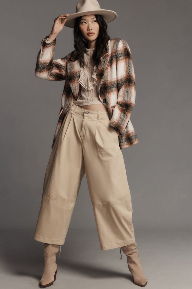 Maeve Pleated Barrel-Leg Chino Pants #1