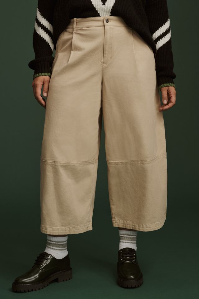 Maeve Pleated Barrel-Leg Chino Pants #7