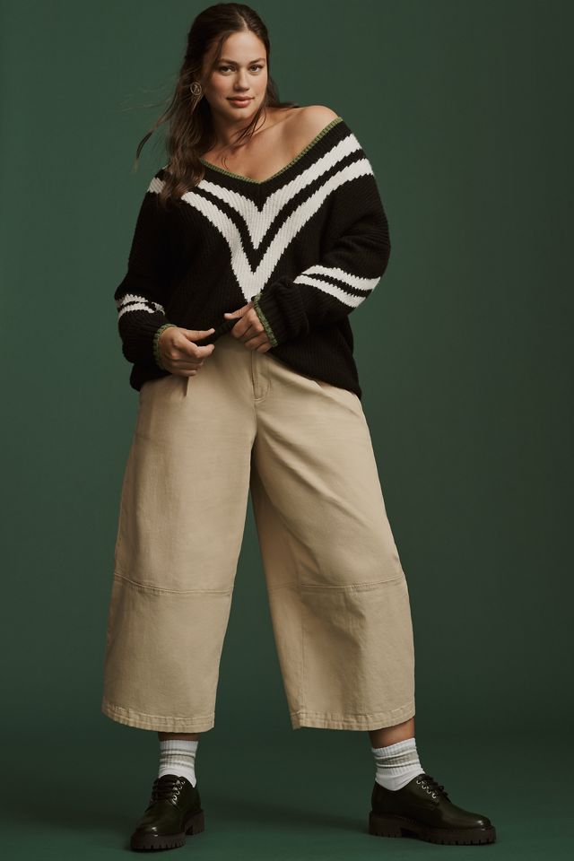 Maeve Pleated Barrel-Leg Chino Pants #6