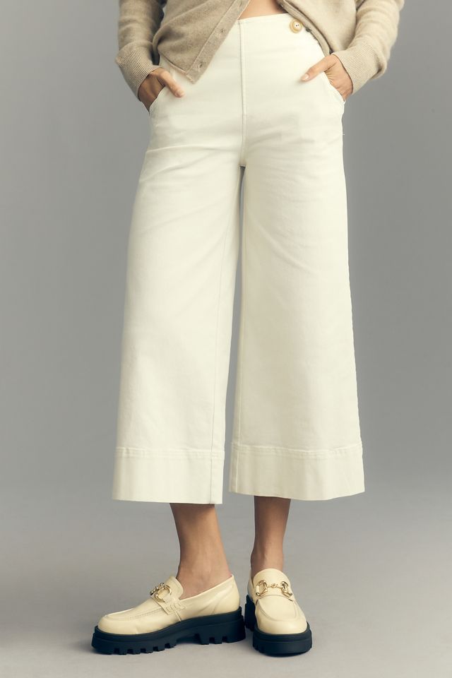 Maeve Buttoned Cropped Wide-Leg Culottes #1