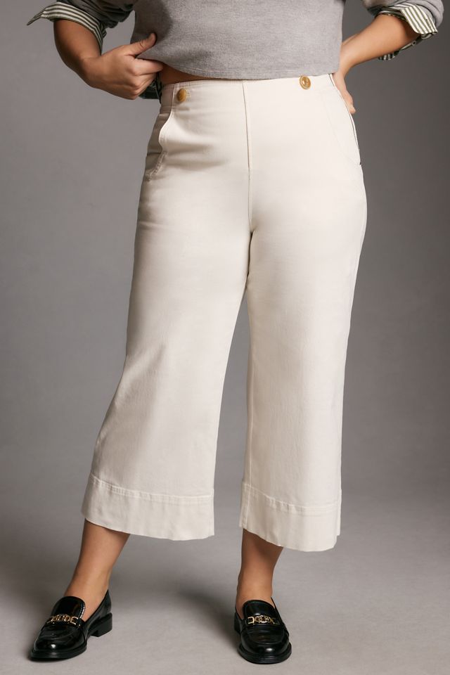 Maeve Buttoned Cropped Wide-Leg Culottes #5