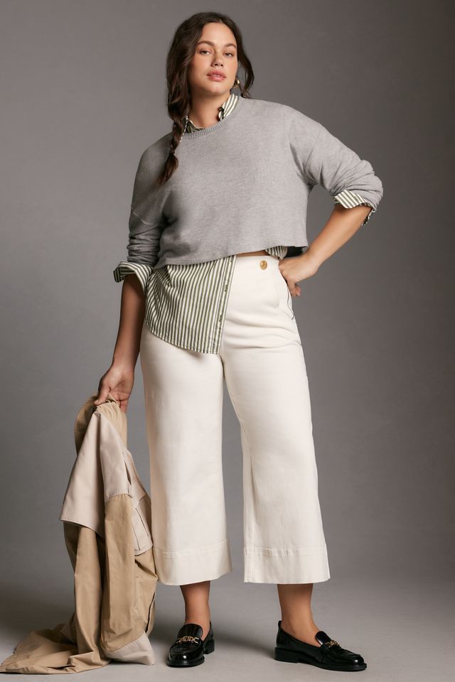 Maeve Buttoned Cropped Wide-Leg Culottes #4