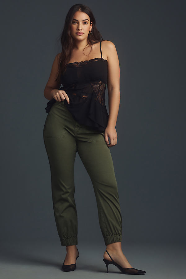 By Anthropologie Cropped Slim Joggers Pants In Green