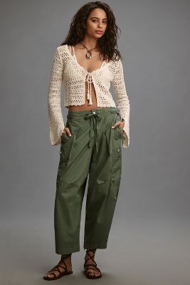 Shop Pilcro Slouchy Tapered Woven Trousers In Green
