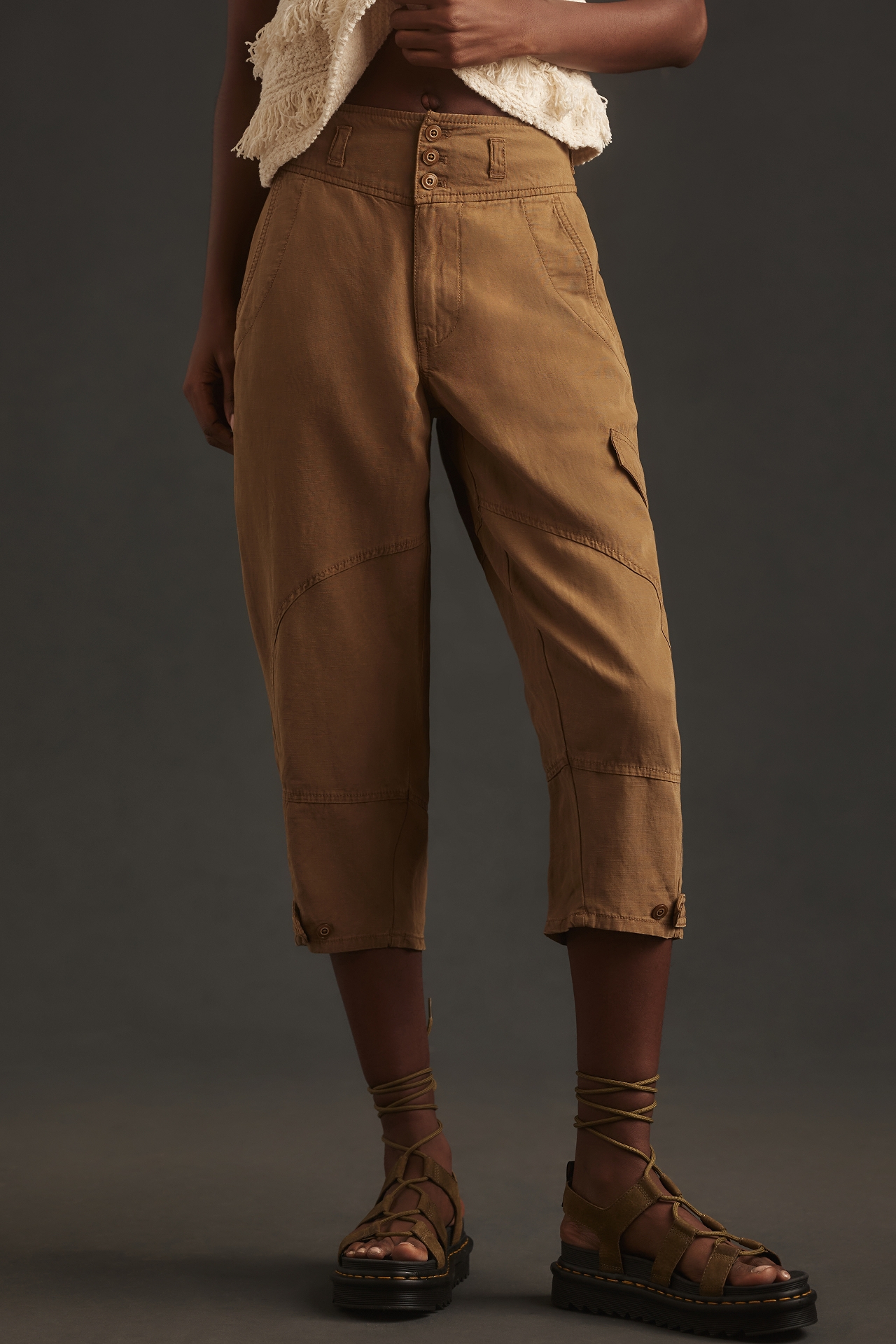 Pilcro Linen Cropped Jodhpur Pants