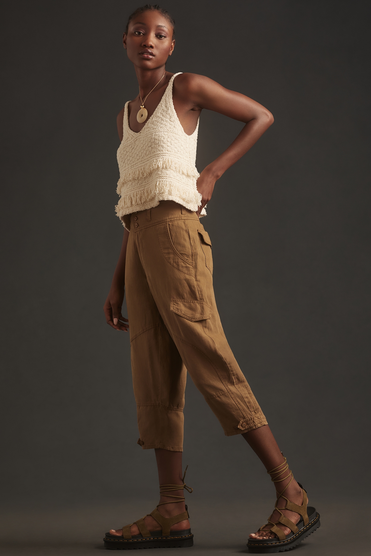 Pilcro Linen Cropped Jodhpur Pants