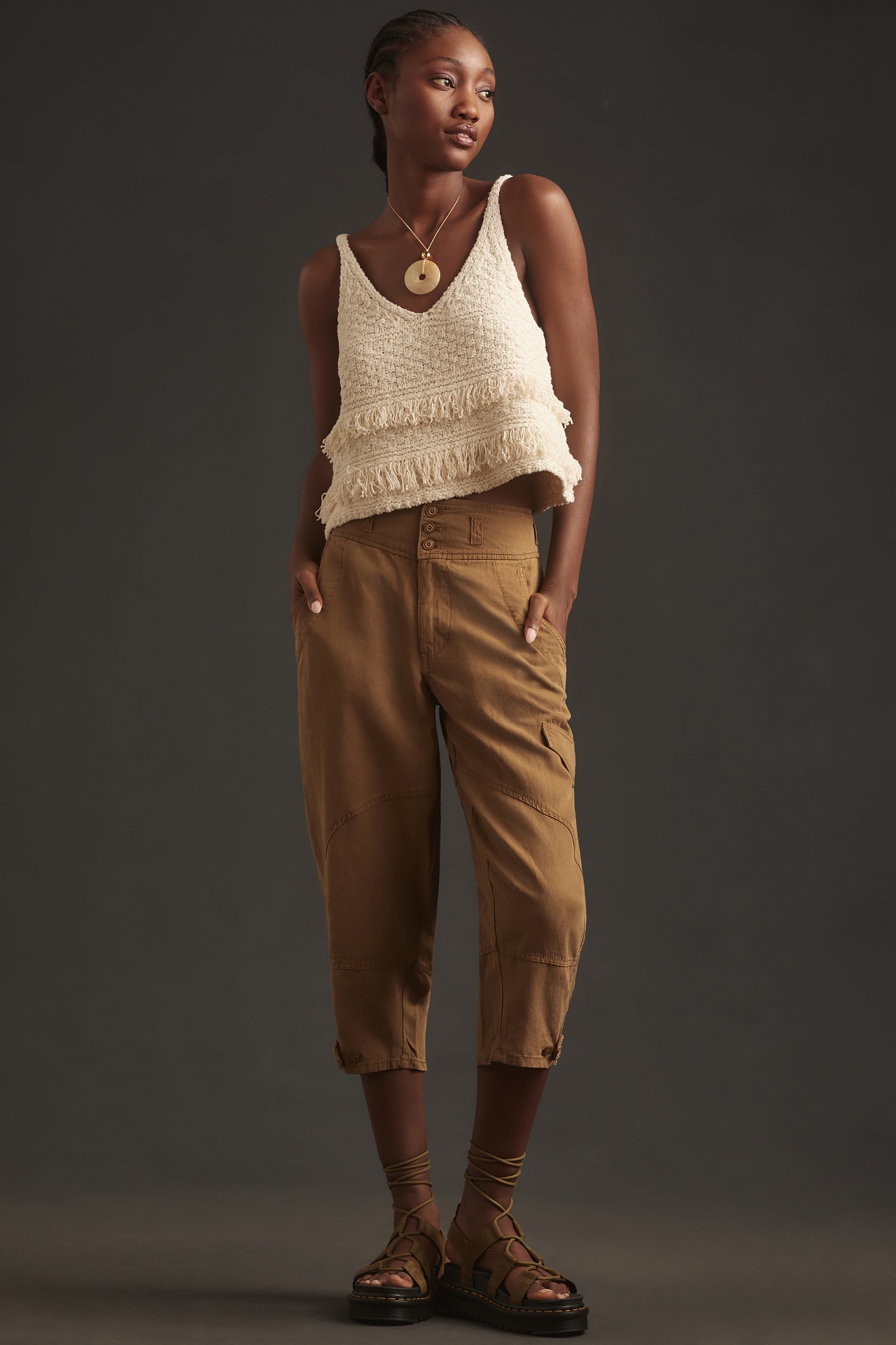 Pilcro Linen Cropped Jodhpur Pants