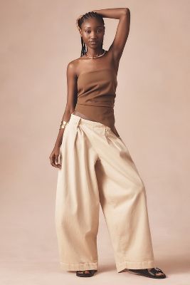 Shop Pilcro Pull-on Parachute Trousers In Beige
