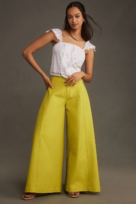 Shop Maeve A-line Palazzo Trousers In Green