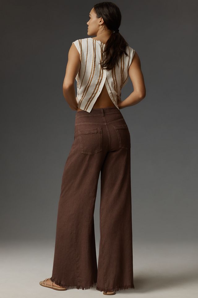 The Adi Mid-Rise Frayed Relaxed Flare Jeans by Pilcro: Linen Edition #1