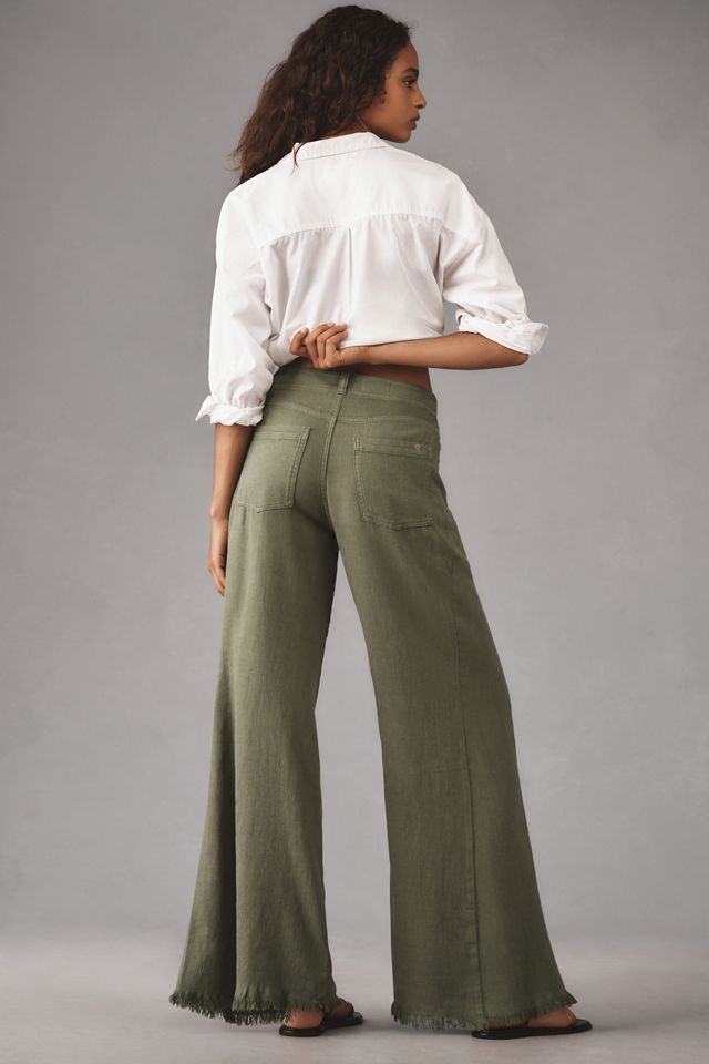 The Adi Mid-Rise Frayed Relaxed Flare Pants by Pilcro: Linen Edition ...