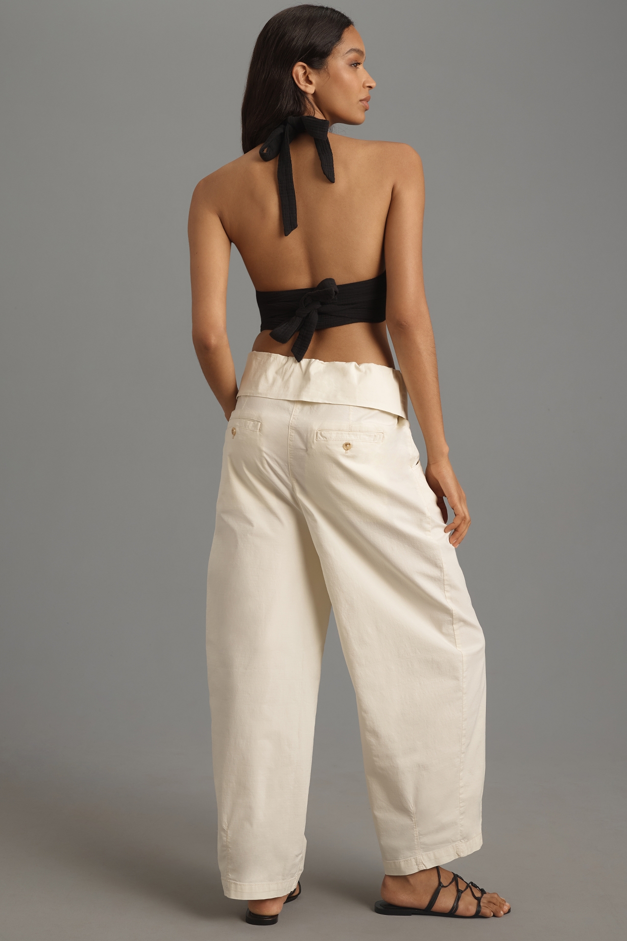 Pilcro Foldover Bowed Belted Wide-Leg Pants