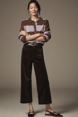 Shop The Colette Collection By Maeve The Colette Cropped Wide-leg Pants By Maeve: Corduroy Edition In Brown