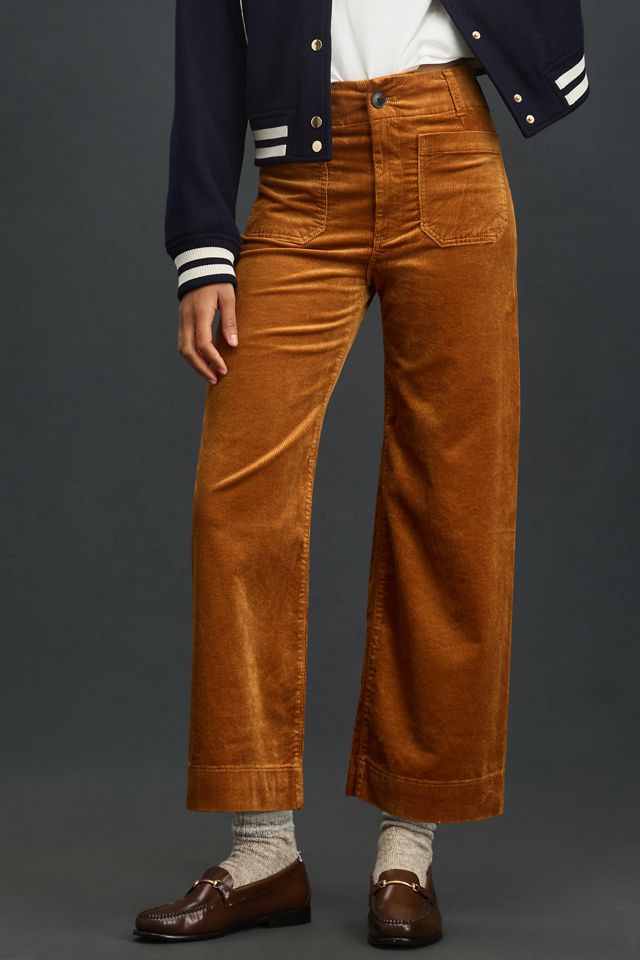 The Colette Cropped Wide-Leg Trousers by Maeve: Corduroy Edition #1