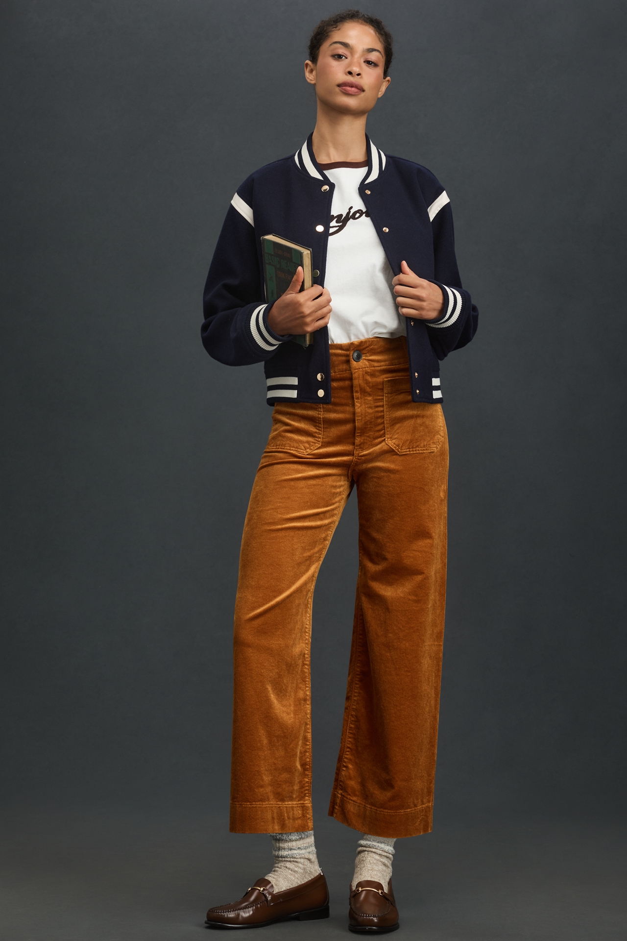 The Colette Corduroy Crop Wide-Leg Pants by Maeve