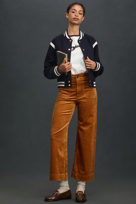 The Colette Cropped Wide-Leg Trousers by Maeve: Corduroy Edition