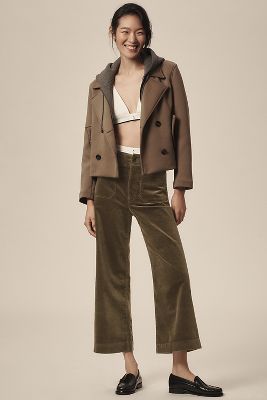 Shop The Colette Collection By Maeve The Colette Cropped Wide-leg Pants By Maeve: Corduroy Edition In Green