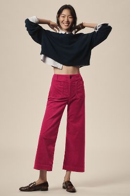 Shop The Colette Collection By Maeve The Colette Cropped Wide-leg Pants By Maeve: Corduroy Edition In Purple