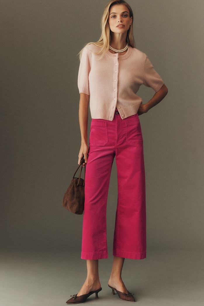 The Colette Cropped Wide-Leg Trousers by Maeve: Corduroy Edition