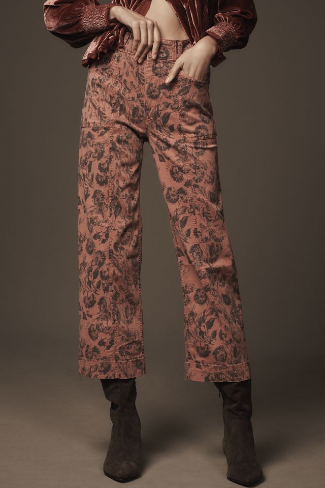 The Skipper Seamed High-Rise Crop Wide-Leg Pants by Pilcro: Printed Twill Edition #1