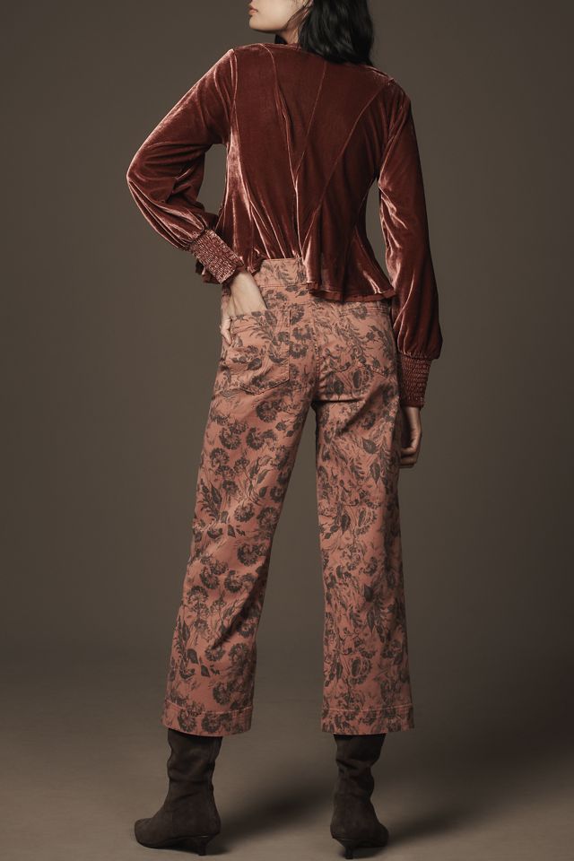 The Skipper Seamed High-Rise Crop Wide-Leg Pants by Pilcro: Printed Twill Edition #2