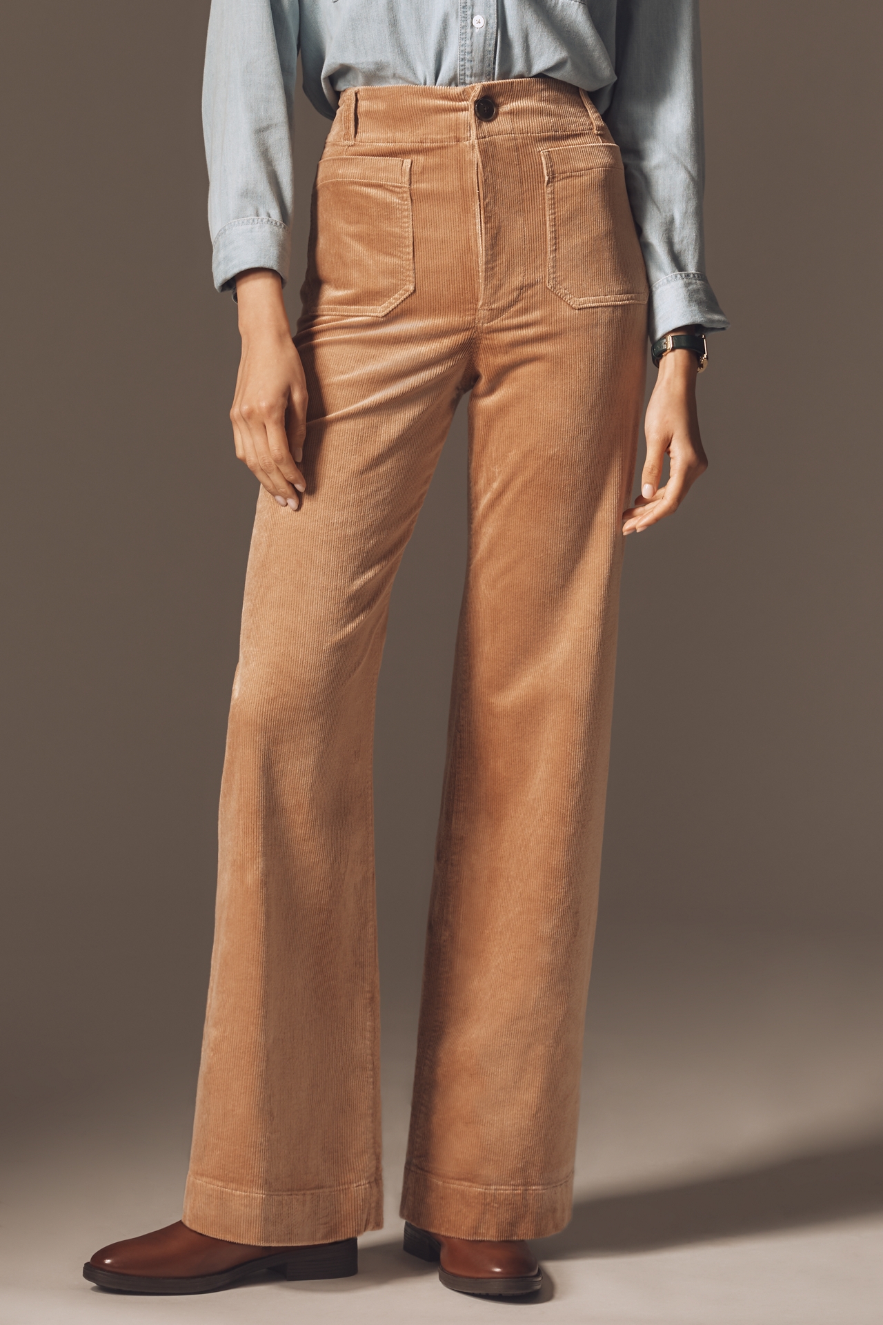 The Colette Corduroy Full-Length Wide-Leg Pants by Maeve