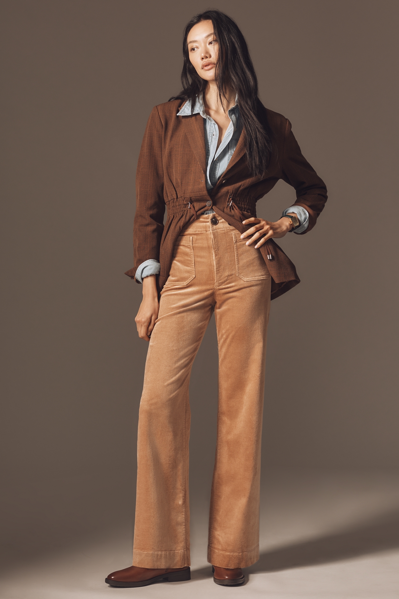 The Colette Corduroy Full-Length Wide-Leg Pants by Maeve