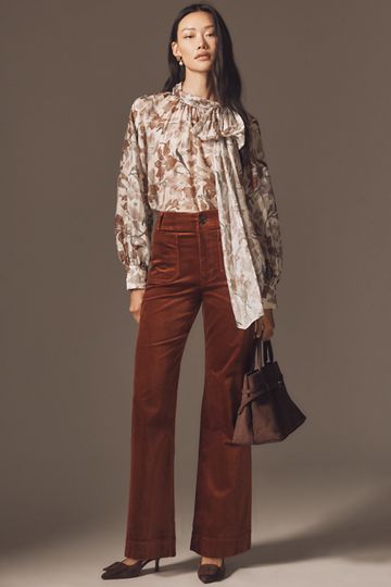 The Colette Full-Length Wide-Leg Pants by Maeve: Corduroy Edition