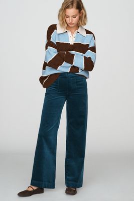 Maeve Colette Corduroy High-Rise Wide-Leg Full-Length Pants