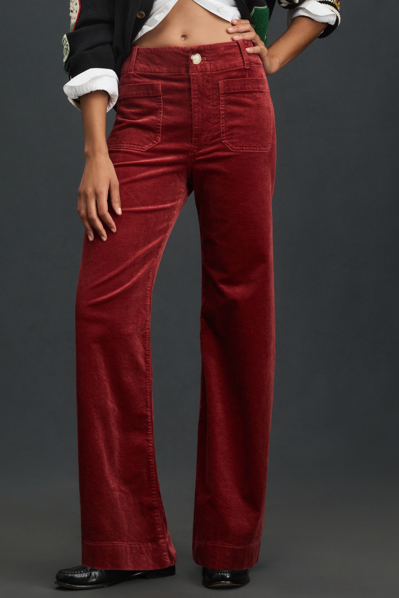 The Colette Corduroy Full-Length Wide-Leg Pants by Maeve