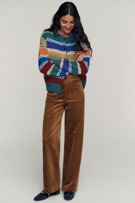 Maeve Colette Corduroy High-Rise Wide-Leg Full-Length Pants