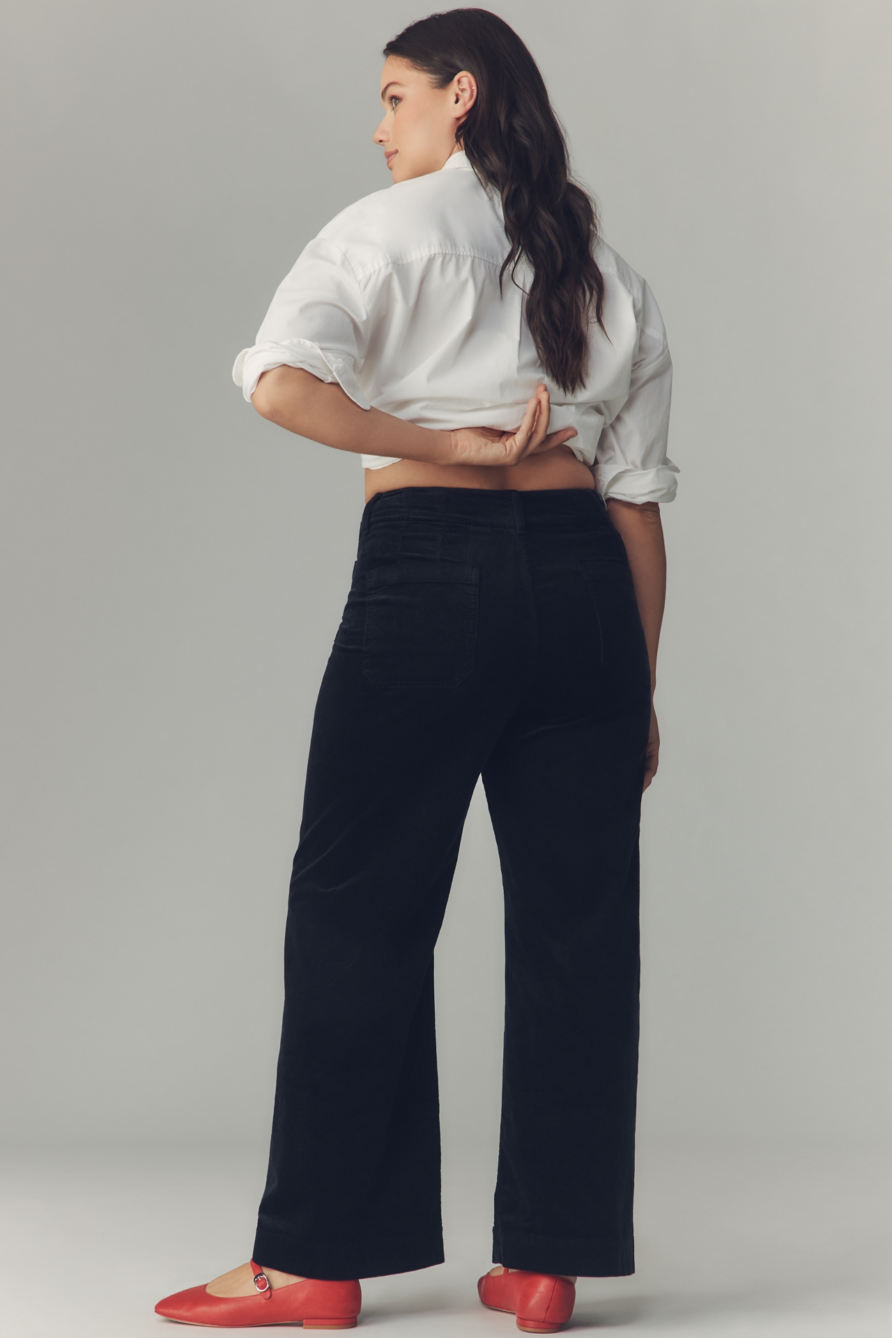 The Colette Corduroy Full-Length Wide-Leg Pants by Maeve