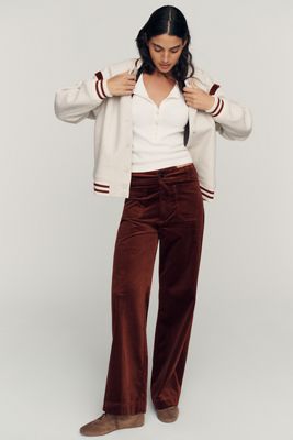 Maeve Colette Corduroy High-Rise Wide-Leg Full-Length Pants