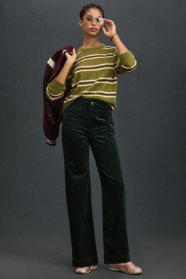 Maeve The Colette Corduroy Full-length Wide-leg Pants By  In Green