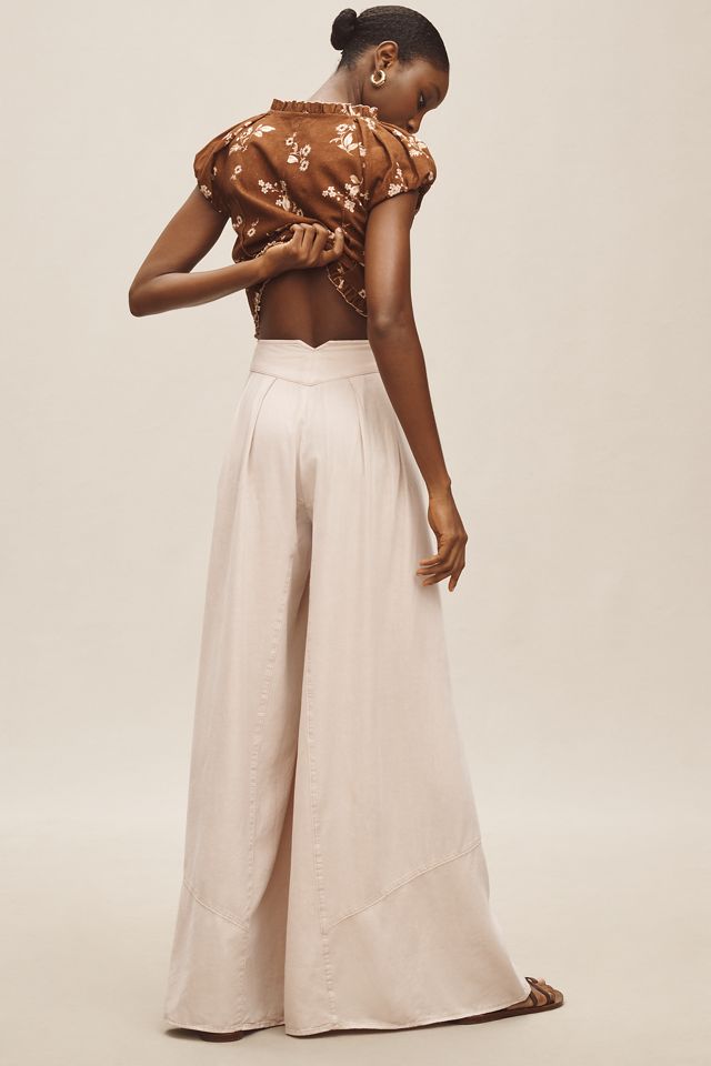 Pilcro Linen Palazzo Trouser Pants | Anthropologie